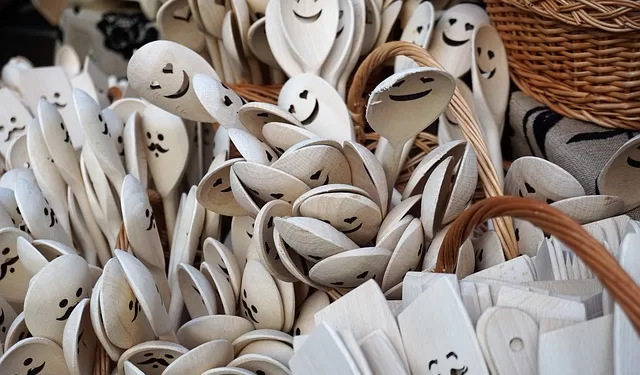 wooden spoons with smiley faces